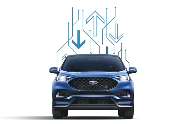 Arrow graphics above a 2023 Ford Edge® SUV