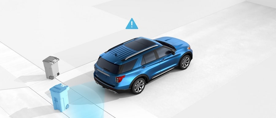 2023 Ford Explorer® SUV graphic demonstrating Reverse Brake Assist