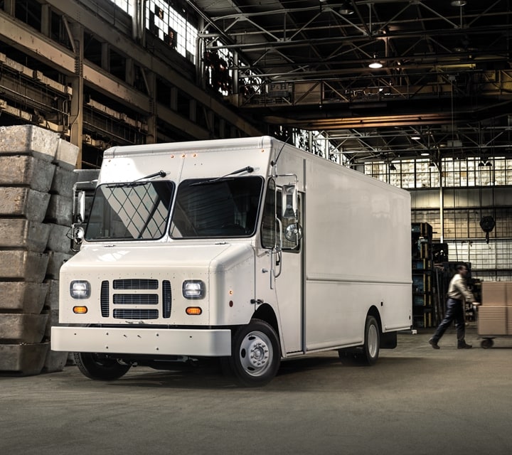 2023 Ford F-59 Commercial Stripped Chassis with delivery van body in a storage facility