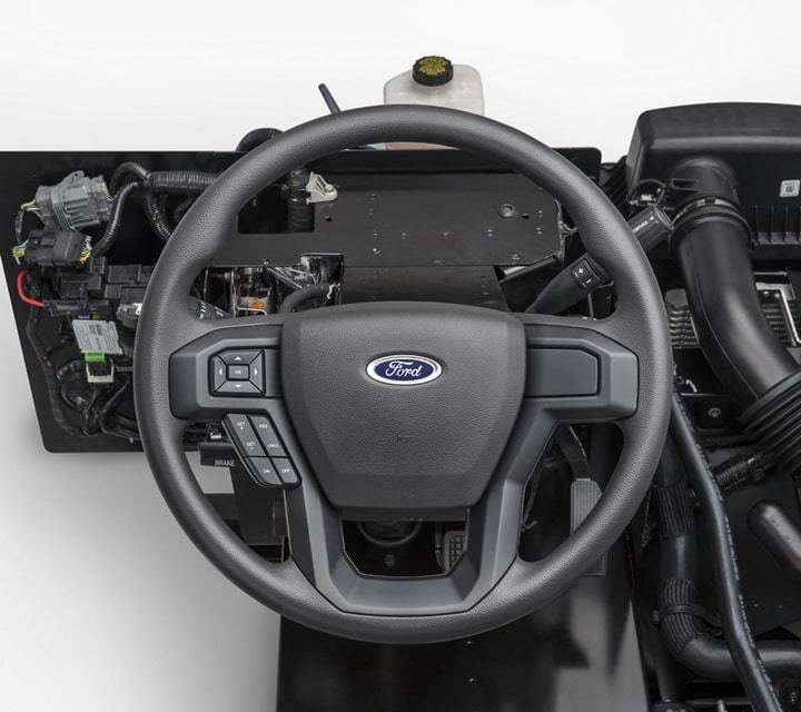 Close-up of the tilt and telescoping steering column