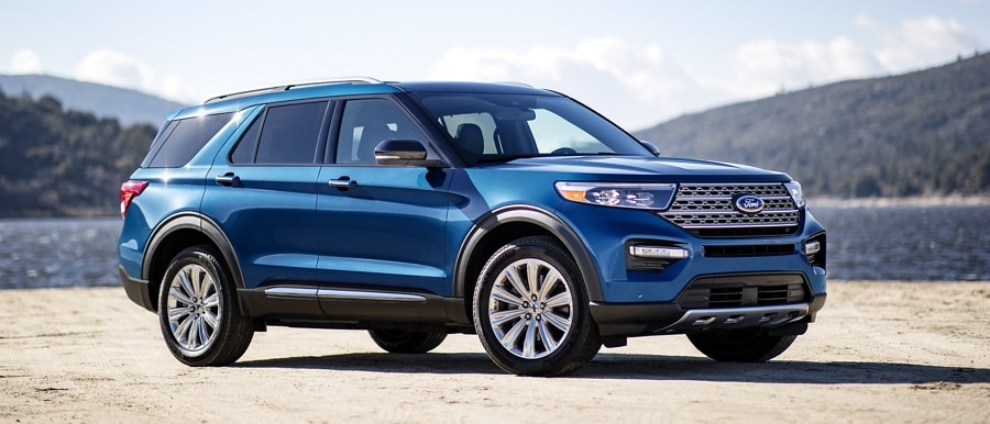 2022 Ford Explorer Hybrid RWD parked near water