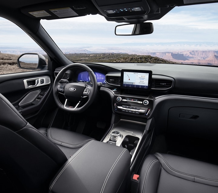 2023 Ford Explorer® ST model interior with leather seating surfaces