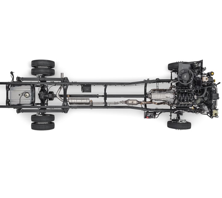 Overhead view of a 2024 Ford E-350 Commercial Stripped Chassis