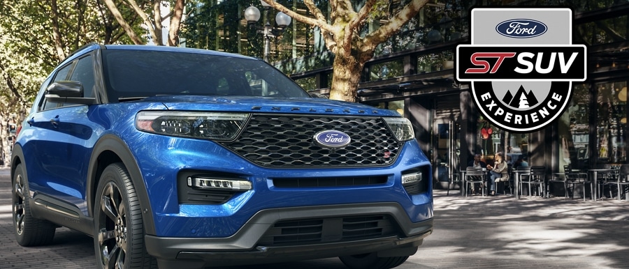 2022 Ford Explorer ST being driven through a small town
