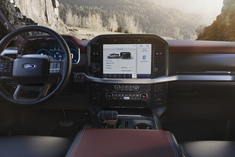 2022 Ford F-150 interior with a 12-inch touchscreen