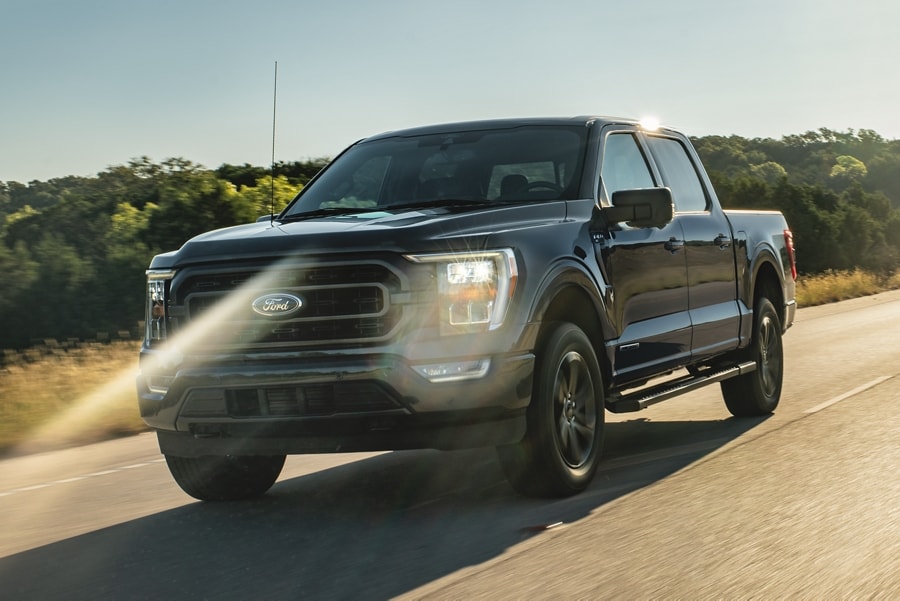 2023 Ford F-150® pickup being driven on an open roadway