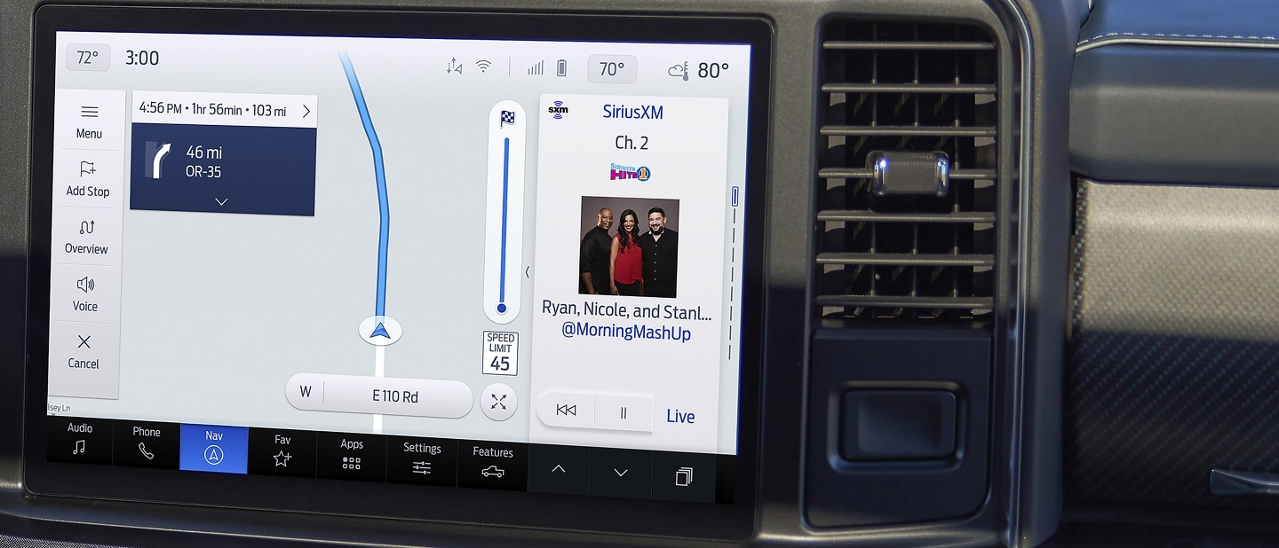 Super Duty® Touchscreen showing Voice Activated Navigation in use