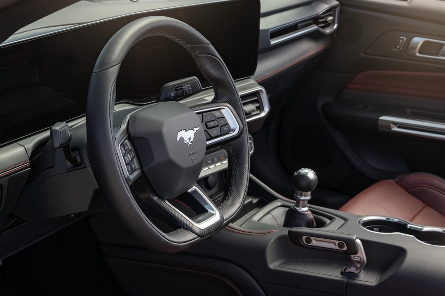 2024 Ford Mustang® interior with flat-bottom steering wheel