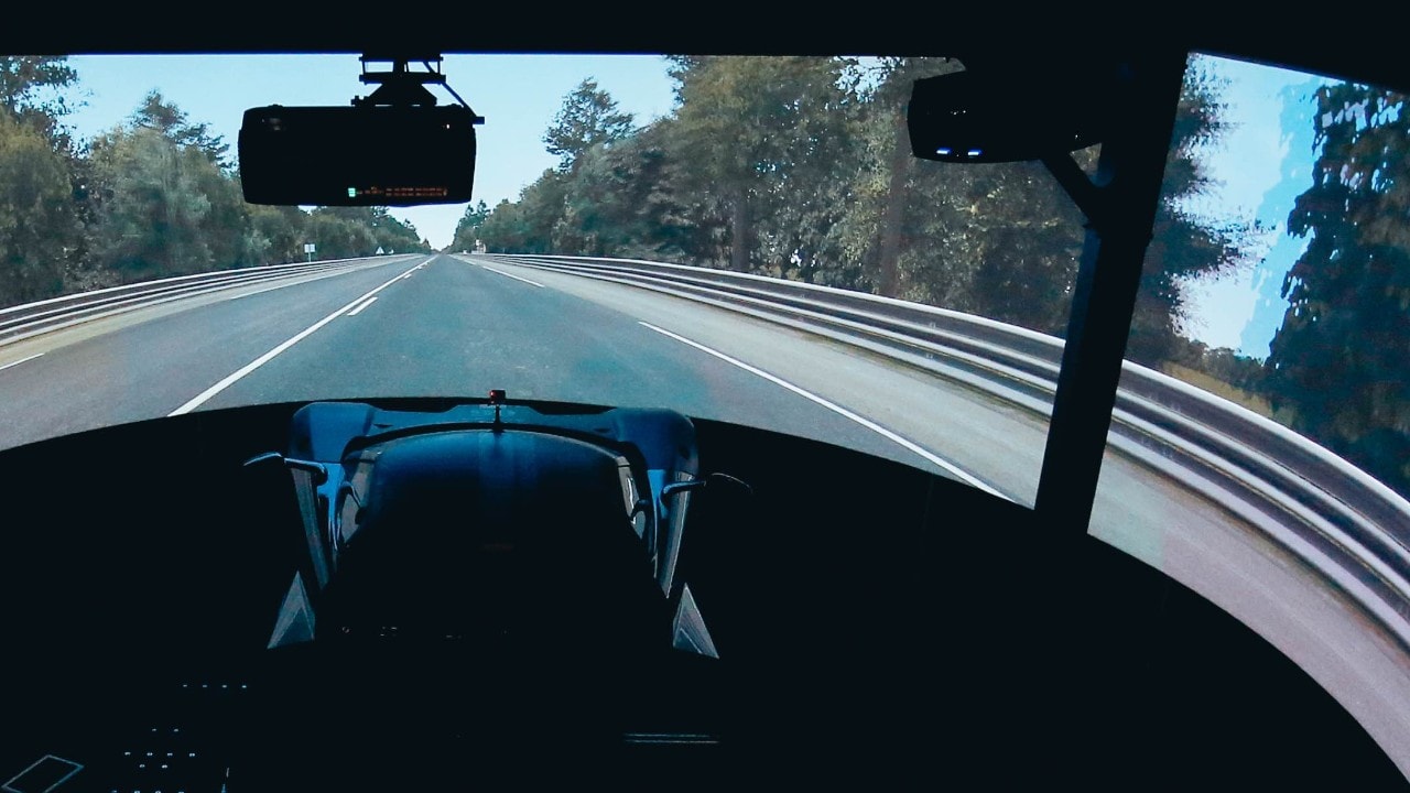 The road seen from the Ford Performance Technical Center full motion simulator