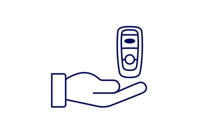 illustration of a key fob falling into a hand