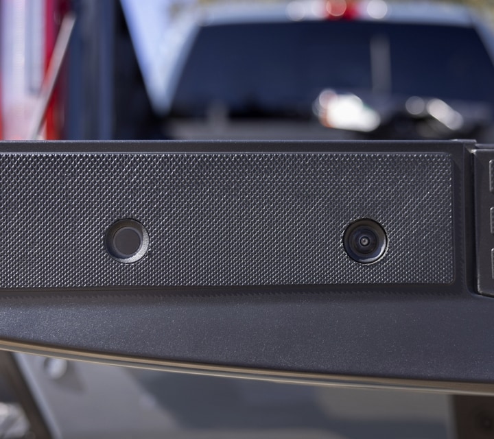 Close-up of the tailgate camera lense
