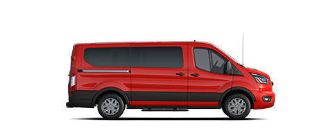 2022 Ford Transit Passenger Van XLT shown in Race Red