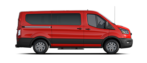 2021 Ford Transit XLT Passenger Van shown in Race Red